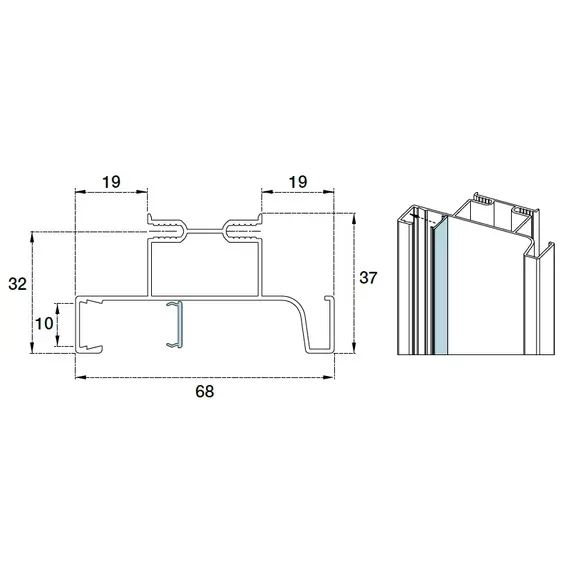 Профиль вертикальный средний Gola LED R=0 арт.70.1025.57.00.450 - 2
