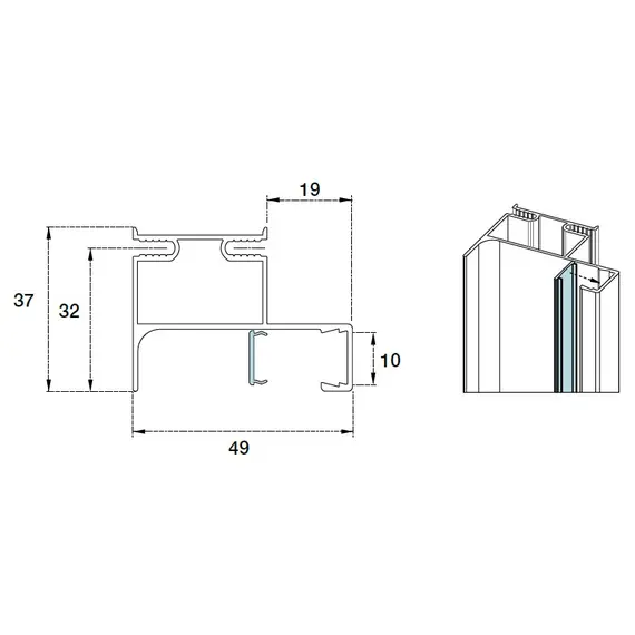 Профиль вертикальный боковой Gola LED R=0 арт.70.1026.60.00.450 - 2