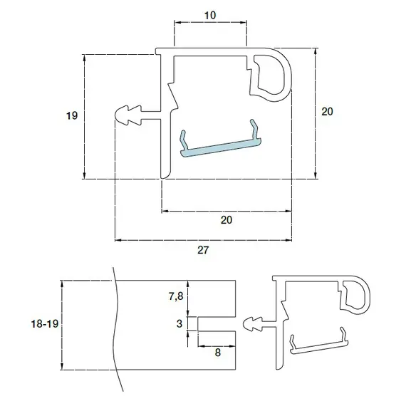 Профиль горизонтальный Г-образный врезной H=18-19 мм Gola LED арт.70.270.60.000.400 - 2