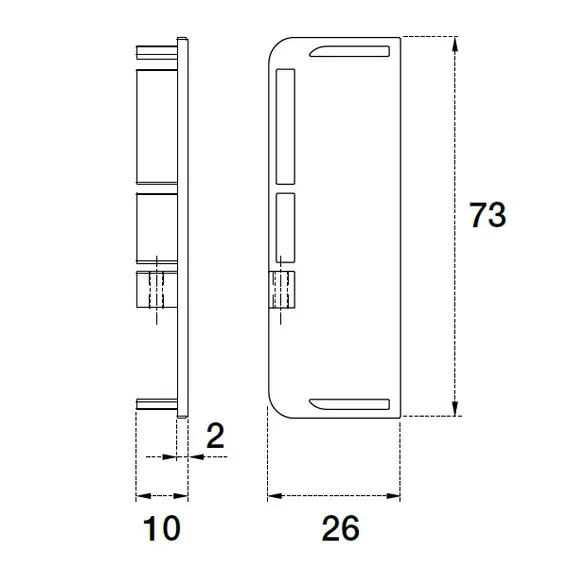 Заглушка закрытая (алюм.) для профиля горизонтального П-образного Gola LED арт.70.099.600.803.001 - 1