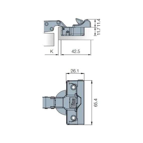 Петля 110/45/0 T-type Glissando с доводчиком установка без инструментов PressTo арт.701-0AT6-054 - 2