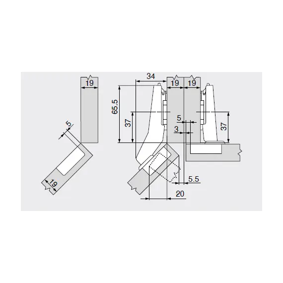 Петля Clip top Blumotion угловая 45°, полунакладная I, чашка петли: INSERTA, никель арт.79B9698 - 1