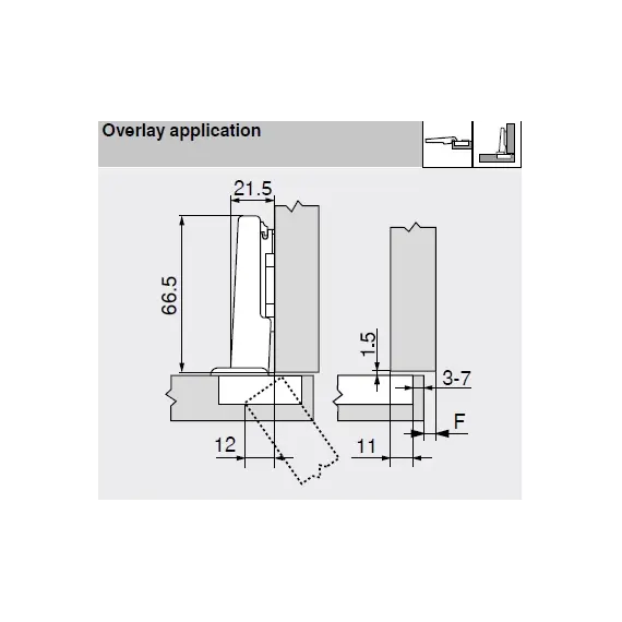 Петля Clip top Blumotion стандартная 110°, накладная, чашка петли: под пресс, никель арт.71B3580 - 1