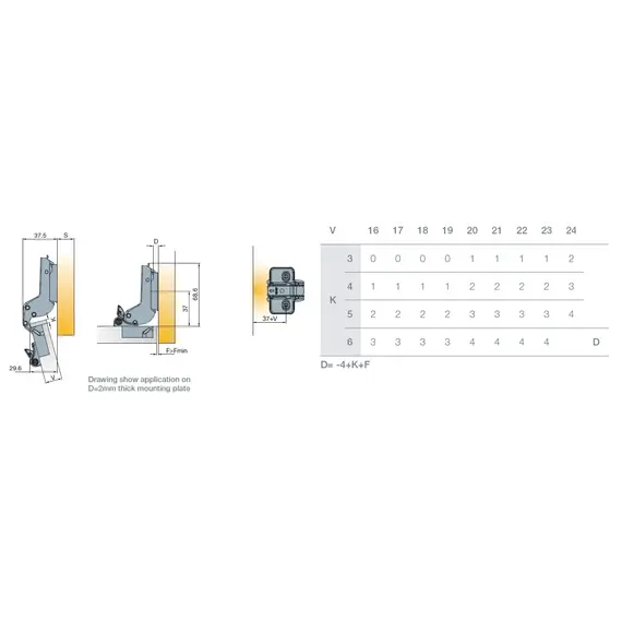 Петля мебельная Titus T-Type Glissando 90 градусов с доводчиком 110/45/17 мм для машинной установки. арт.701-0DT1-650-00 - 5