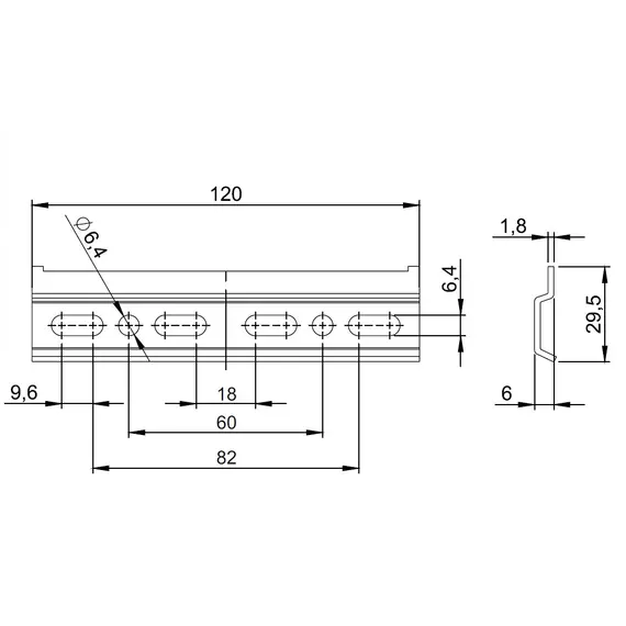 Шина для навесов 120х6х29,5 мм арт.258.1200.40 - 3