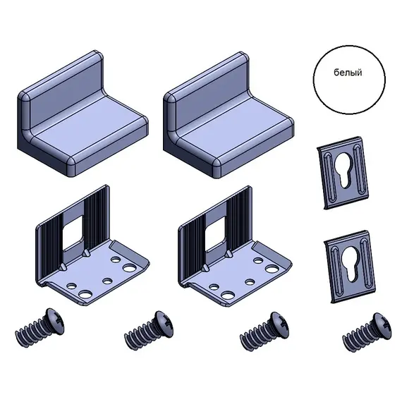 Навес мебельный, белый, индив.упаковка (2 компл+4 евровинта) арт.345.B4.01.P2 - 2