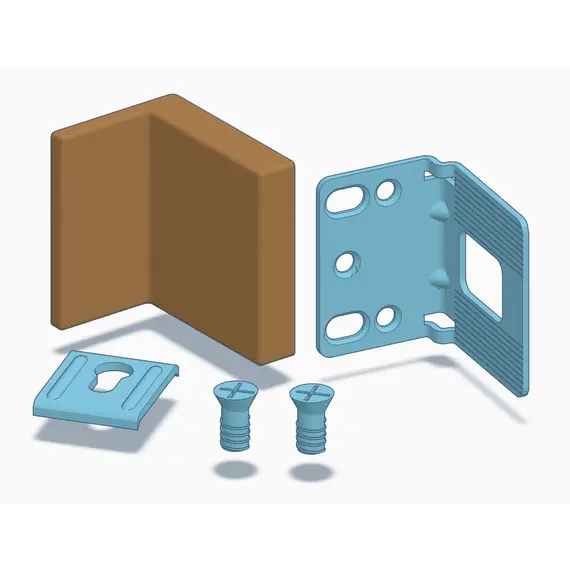 Навес 345, компл. 1шт навес, 1шт планка, 1 шт заглушка, 2шт винт, сталь и пластик, тик арт.345-448000-K1-849