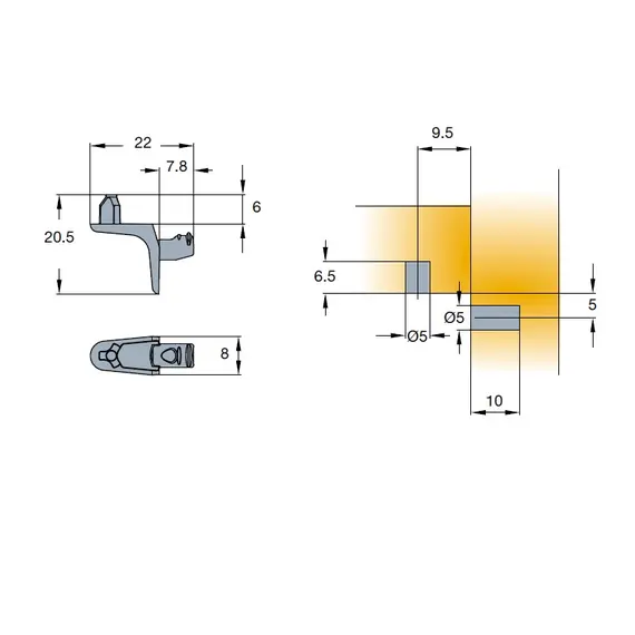 Полкодержатель Titus с шипом арт.001910-847-300 - 1