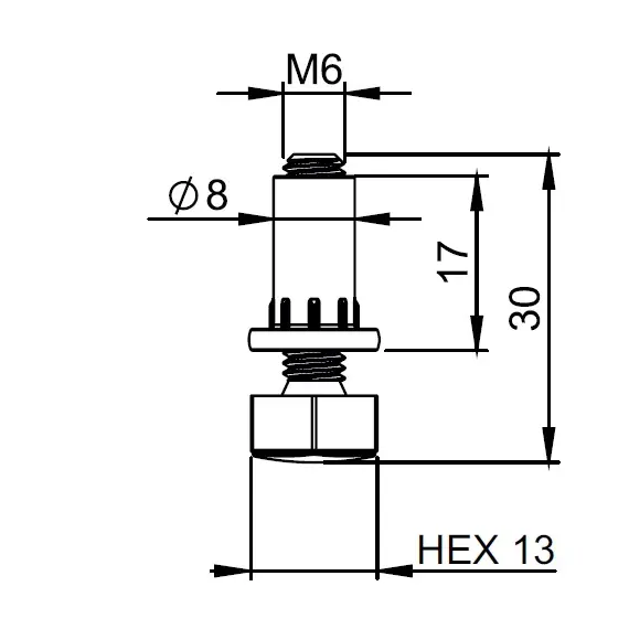 Опора регулируемая D13 М6х30 (черный) арт.604.0630.03 - 2