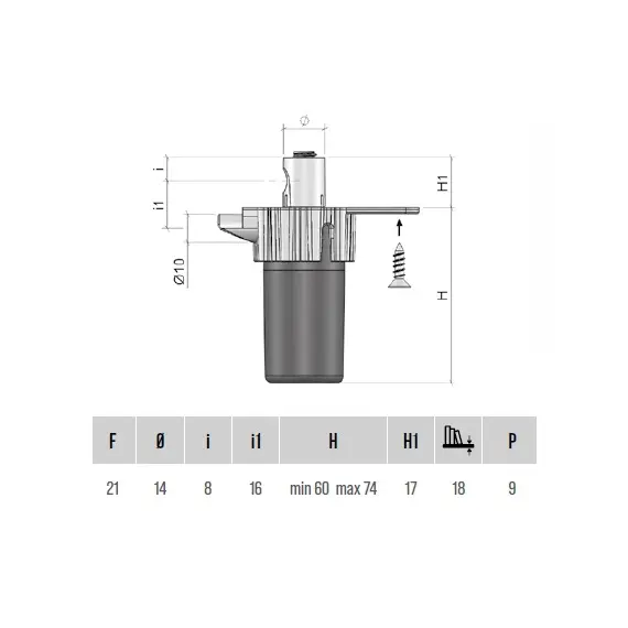 Опора регулируемая Trio 60мм d14мм арт.PI87ZZ - 6