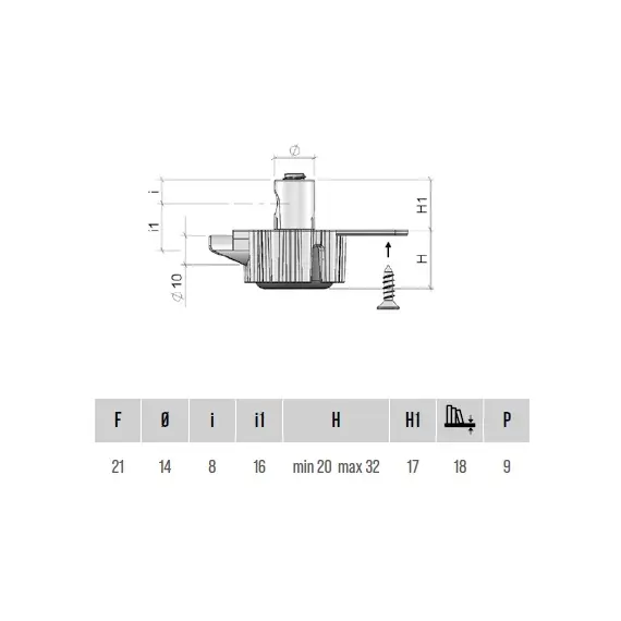 Опора регулируемая Trio 20мм d14мм арт.PI86ZZ - 3