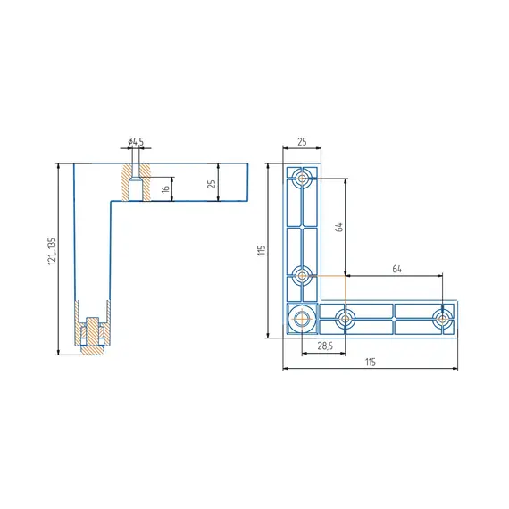 Опора регулируемая угловая ОРУ 120-К хром матовый - 5