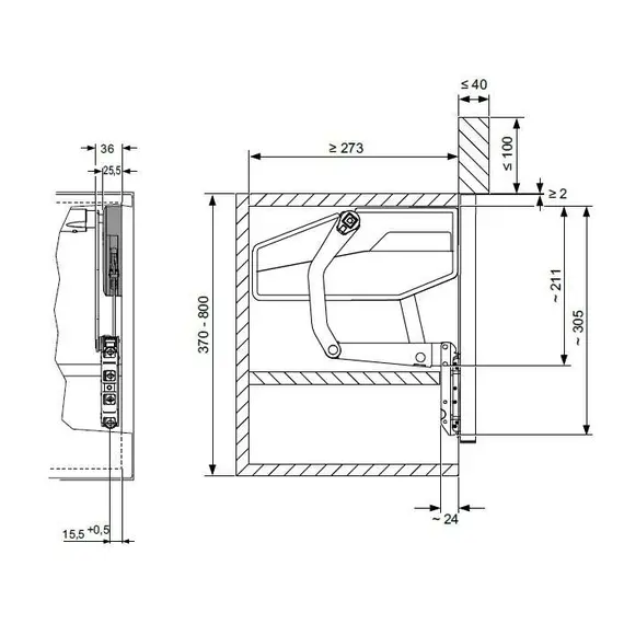Подъемник ФриСвинг, S6sw, комплект H670-800 мм арт.2719280006 - 3