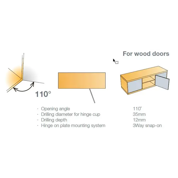 Петля с доводчиком T-type Glissando 110/52/5 мм арт.701-0BP0-054-00 - 2