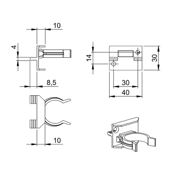 Клипса пластиковая к опоре мебельной арт.423.20UT.03 - 1