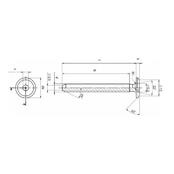 Винт с плоской головкой М6 х 100 арт.562A006100U - 1