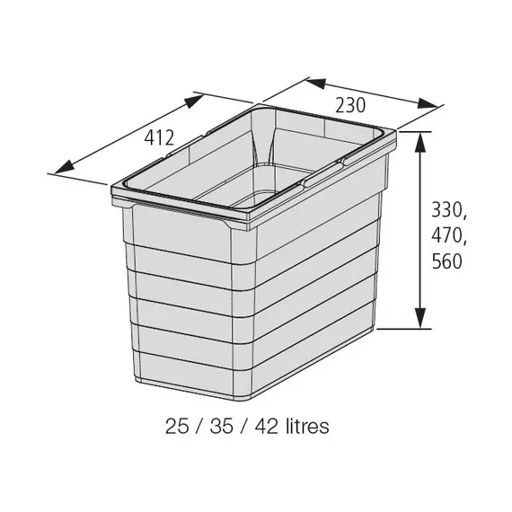Контейнер для мусора 35 л 412*230*470 мм (dark grey) Eins2vier Ninka арт.5062.90.41514 - 1