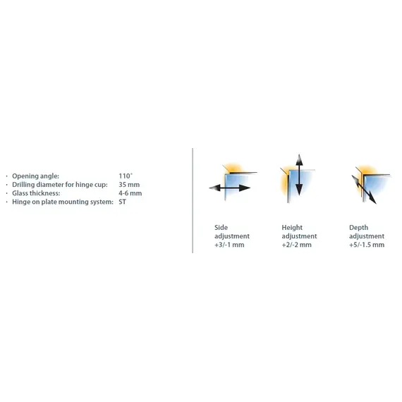 Петля мебельная Titus S-Type для стеклянного фасада 110/0 мм. арт.248-0446-850-00 - 3