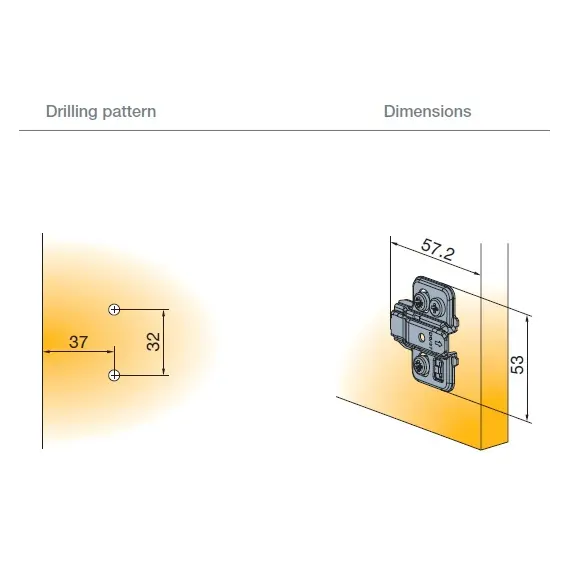 Монтажная планка петли Titus T-type F1 мм крест. с шурупами 4,5x15 мм. Арт: 700-0KE1-650-00 - 2