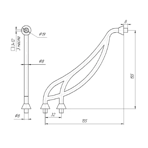 Упор декоративный, черный арт.УД(ч) - 1