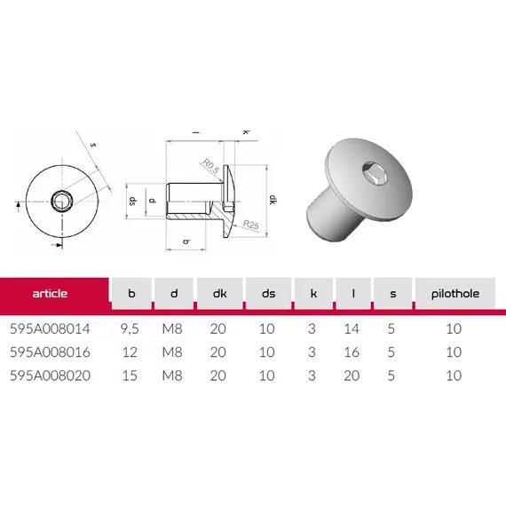 Гайка М8х16 мм арт.595A008016Z - 1