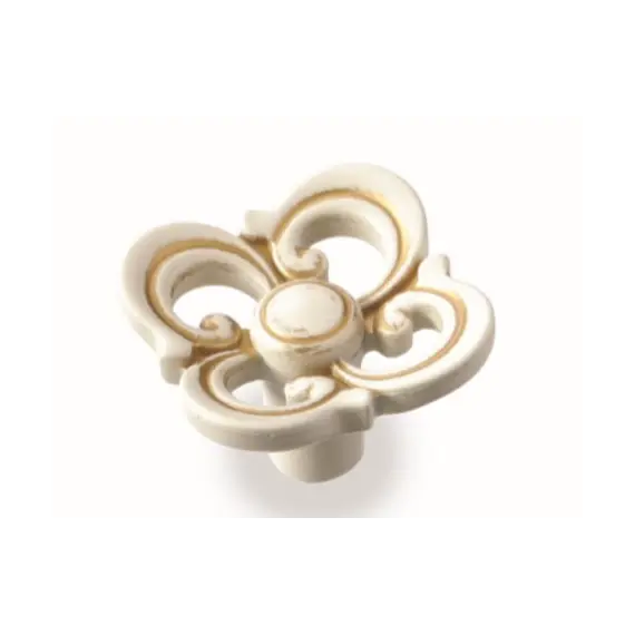 Ручка кнопка для мебели Валмакс FB-058 000, 0 мм, золото прованс 1013 жемчужно-белый матовый (ТЗ).