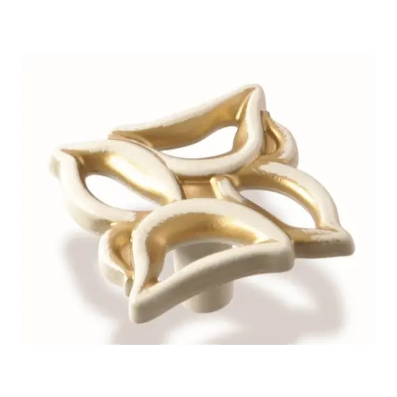 Ручка кнопка для мебели Валмакс FB-059 000, 0 мм, золото прованс 1013 жемчужно-белый матовый (ТЗ).