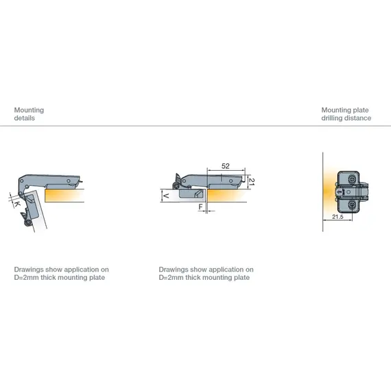 Петля мебельная Titus T-Type Glissando для фальшпанели с доводчиком 110/48/17 мм и cистемой ускоренной сборки Easy-fix Арт: 701-0D32-650-00 - 5