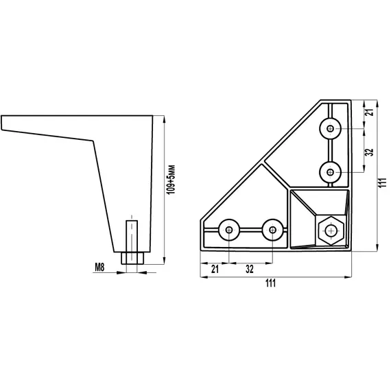 Опора регулируемая H-041 110 черный RAL 9005 матовый - 1